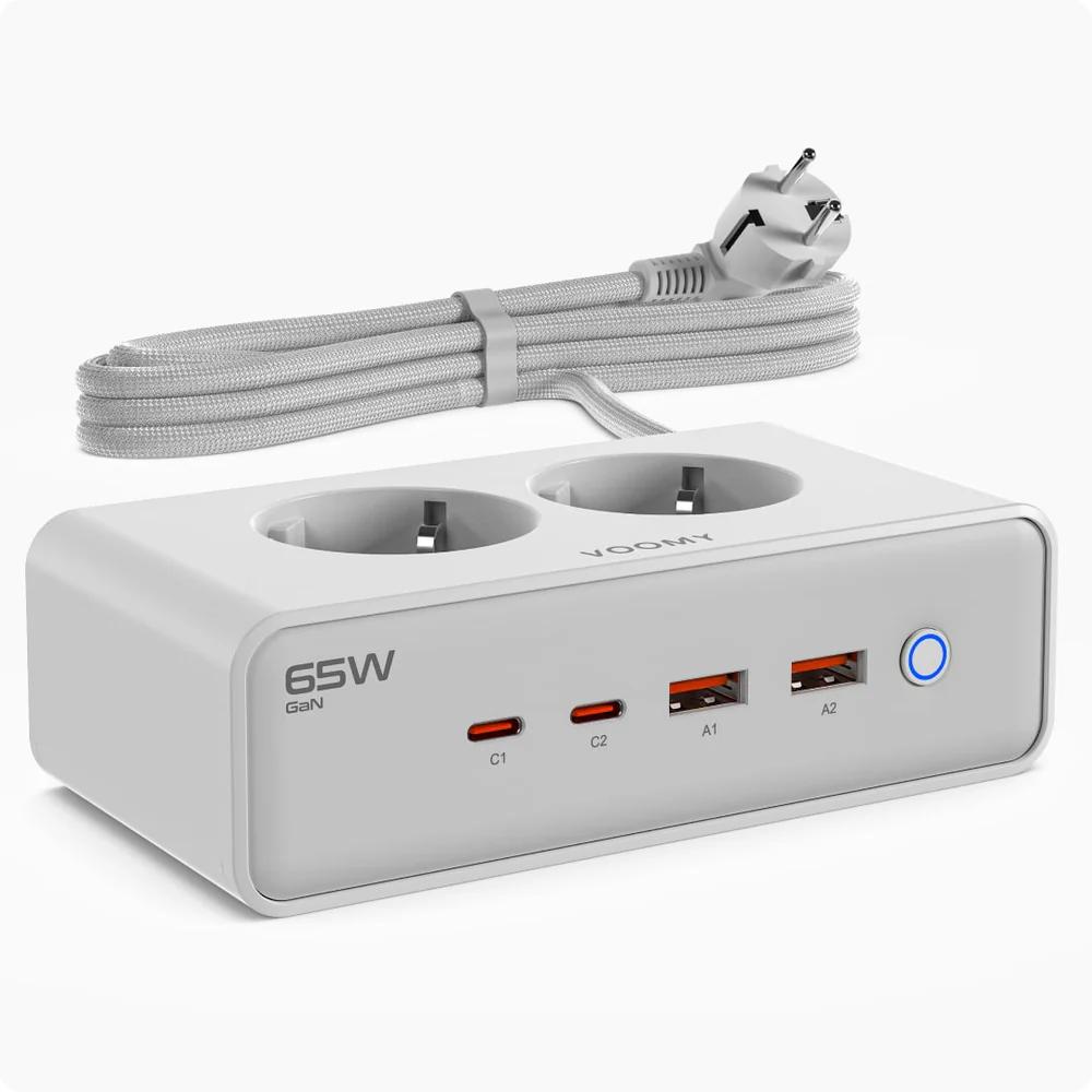 Steckdosenleiste mit 2 Steckdosen, 2× USB C und 2× USB A (65 W)