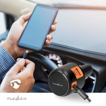 Auto-Ladegerät 60 W 2.4 / 3.0 A Ausgänge: 3 Anschlusstyp: USB-A / USB-C™ - Nedis