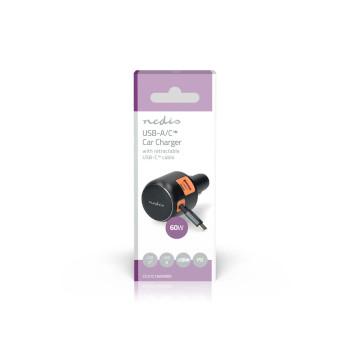Auto-Ladegerät 60 W 2.4 / 3.0 A Ausgänge: 3 Anschlusstyp: USB-A / USB-C™ - Nedis