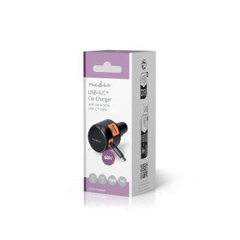 Auto-Ladegerät 60 W 2.4 / 3.0 A Ausgänge: 3 Anschlusstyp: USB-A / USB-C™ - Nedis