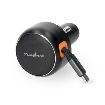 Autoladegerät 30 W 2,4 / 3,0 A Ausgänge: 1 USB-C™ einziehbarer Kabel - Nedis