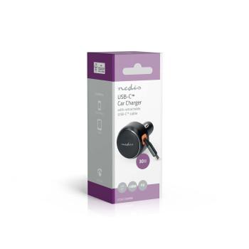 Autoladegerät 30 W 2,4 / 3,0 A Ausgänge: 1 USB-C™ einziehbarer Kabel - Nedis