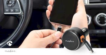 Autoladegerät 30 W 2,4 / 3,0 A Ausgänge: 1 USB-C™ einziehbarer Kabel - Nedis