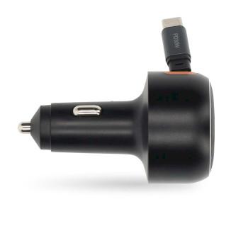Autoladegerät 30 W 2,4 / 3,0 A Ausgänge: 1 USB-C™ einziehbarer Kabel - Nedis