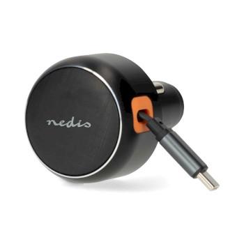 Autoladegerät 30 W 2,4 / 3,0 A Ausgänge: 1 USB-C™ einziehbarer Kabel - Nedis