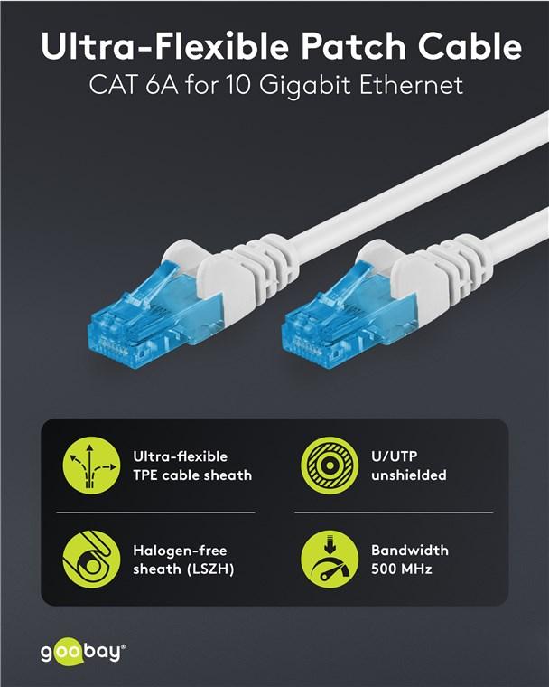 Ultraflexibles CAT 6A Netzwerkkabel, U/UTP, weiß - Goobay