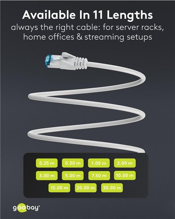 Ultraflexibles CAT 6A Netzwerkkabel, U/UTP, weiß - Goobay