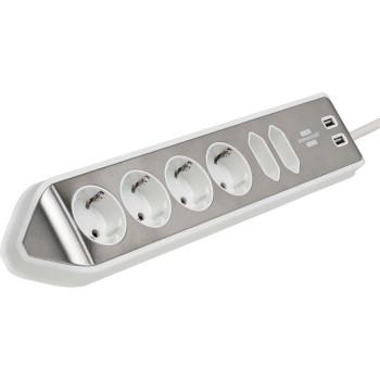 Estilo 6-fach Ecksteckdosenleiste mit hochwertiger Edelstahl-Oberfläche für - Brennenstuhl