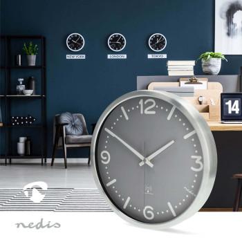 Wanduhr Durchmesser: 300 mm Aluminium Funkgesteuerte Zeit Leise - Nedis