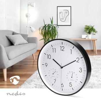 Wanduhr Durchmesser: 300 mm Kunststoff Leiser Lauf Thermometer - Nedis
