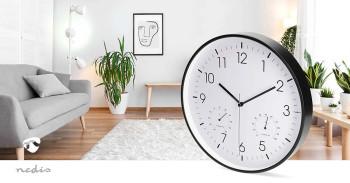 Wanduhr Durchmesser: 300 mm Kunststoff Leiser Lauf Thermometer - Nedis